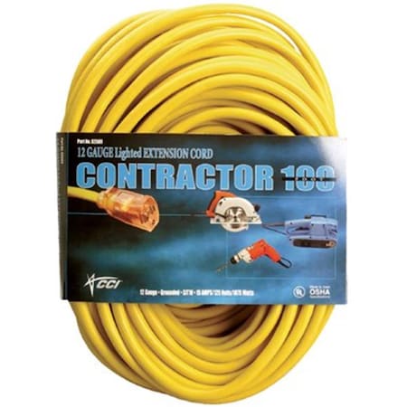 Nextgen SJTW Extension Cord, 10 AWG, 10/3, 1 Outlets, Yellow, 100 ft NE3702391